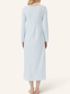 Maxi Nachthemd Langarm - Striped Cotton Jersey