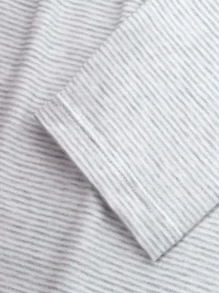 Midi Nachthemd Langarm - Striped Cotton Jersey