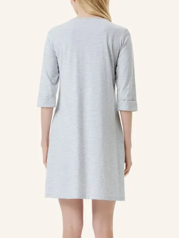 Nachthemd Halbarm - Striped Cotton Jersey
