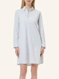 Nachthemd Knopfleiste Langarm - Striped Cotton Jersey