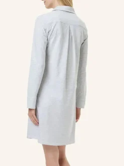 Nachthemd Knopfleiste Langarm - Striped Cotton Jersey