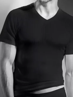 Shirt kurzarm V-Ausschnitt - Swissline - Striped