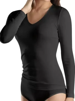 Shirt V-Neck Langarm - Woolen Silk