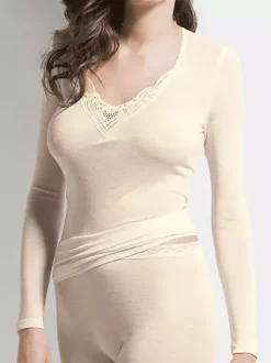 Shirt langarm V-Ausschnitt - Wool