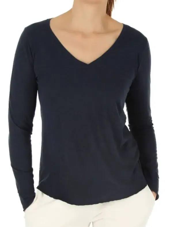 Slub V-Shirt Langarm - Jasmin