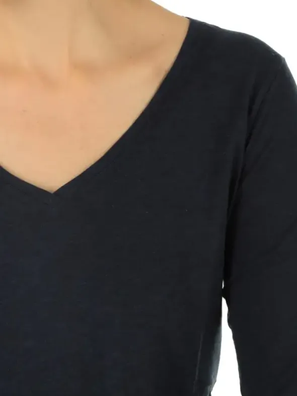 Slub V-Shirt Langarm - Jasmin