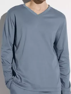 V-Shirt Langarm - Supreme Green Cotton